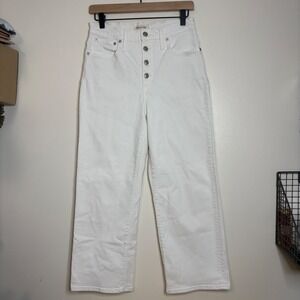 Madewell Slim Wide Leg Crop Jeans White Button Fly Size 27